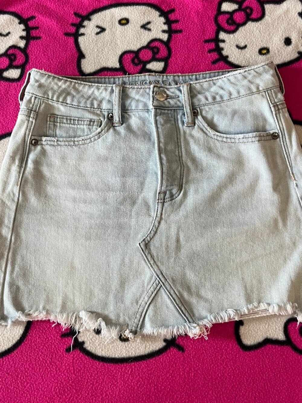 American Eagle lightwash denim jean cutoff skirt